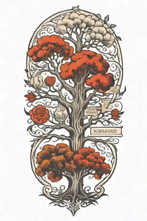 family tree father, mother, son, son, daughter tattoo  tattoo design idea