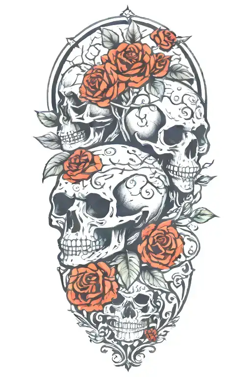 skull tattoo family tree father mother son son daughter tattoo design idea