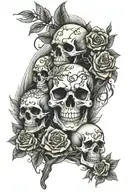 skull tattoo family tree father mother son son daughter tattoo design idea