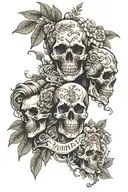 skull tattoo family tree father mother son son daughter tattoo design idea