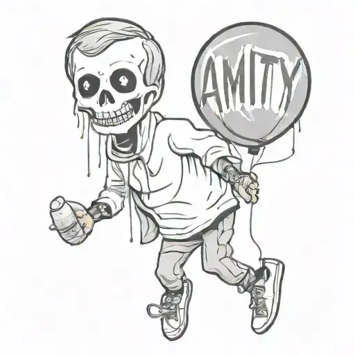 amity affliction ghost holding balloon  tattoo design idea