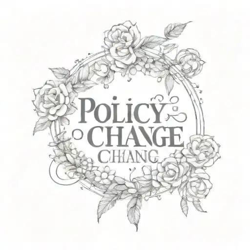 'policy & change' written beautifully   tattoo design idea