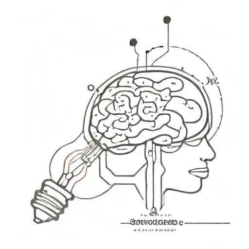 lightbulb with anatomical brain inside and chemical formulas for serotonin and dopamine molecules connected to an anatom tattoo design idea