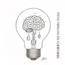 lightbulb with anatomical brain inside and chemical formulas for serotonin and dopamine molecules connected to an anatom tattoo design idea