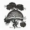 A stylized tree of knowledge with roots spreading out into the shape of the quote 'The measure of intelligence is the ability to change.' tattoo design idea