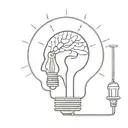 lightbulb with anatomical brain inside and chemical formulas for serotonin and dopamine molecules connected to an anatom tattoo design idea