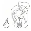 lightbulb with anatomical brain inside and chemical formulas for serotonin and dopamine molecules connected to an anatom tattoo design idea