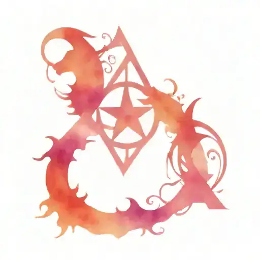 Capricorn and Gemini star sign with runes and elements symbols tattoo design idea