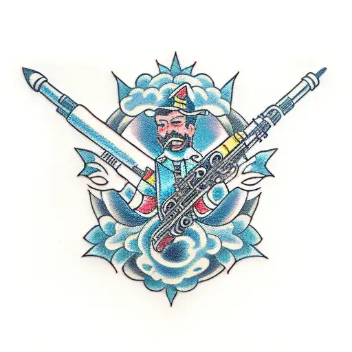 saxofon and clarinet  tattoo design idea