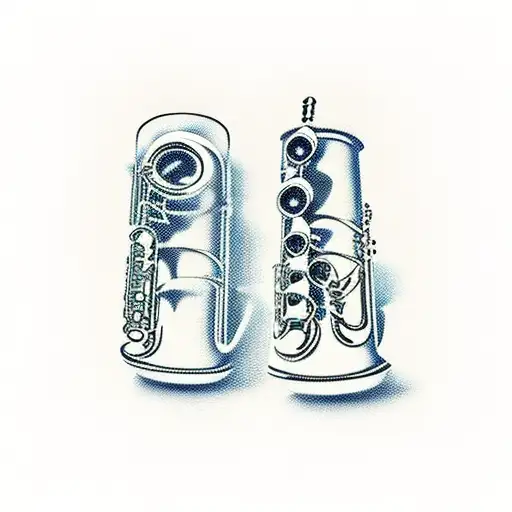 saxofon and clarinet  tattoo design idea