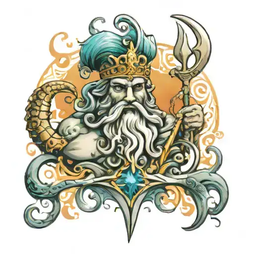 Poseidon trident tattoo design idea