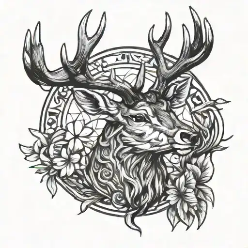 Stag head tattoo design idea