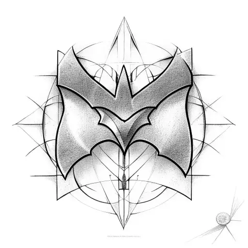 A mathematical equation forming the shape of Batman's logo, combining the engineer's love for mathematics and Batman, in dotwork style tattoo design idea