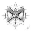 A mathematical equation forming the shape of Batman's logo, combining the engineer's love for mathematics and Batman, in dotwork style tattoo design idea