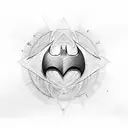 A mathematical equation forming the shape of Batman's logo, combining the engineer's love for mathematics and Batman, in dotwork style tattoo design idea