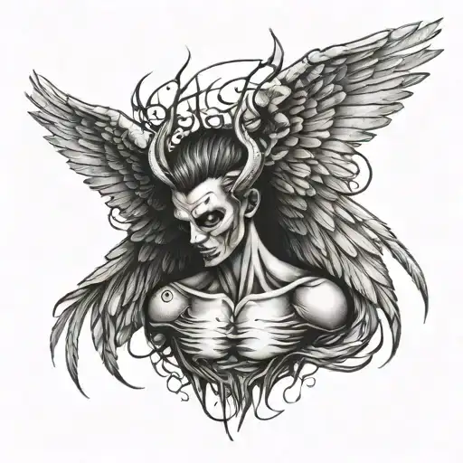 cool devil fallen angel wings spread wings wrapped tattoo design idea