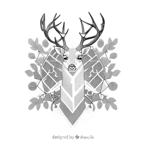 Deer silhouette with intricate forest patterns tattoo design idea