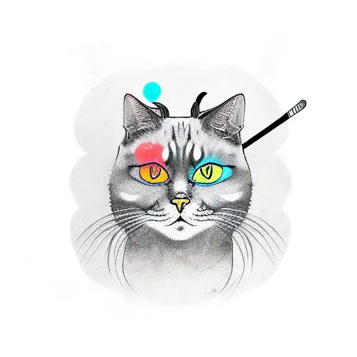Samurai cat tattoo design idea