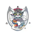 Samurai cat tattoo design idea