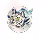 Samurai cat tattoo design idea