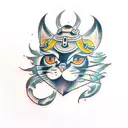 Samurai cat tattoo design idea