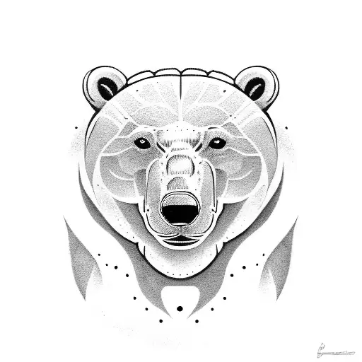 Polar bear with  two cubs tattoo design idea