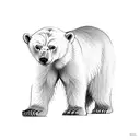 Polar bear with  two cubs and moon tattoo design idea