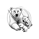 Polar bear with  two cubs and moon tattoo design idea
