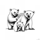 Polar bear with  two cubs and moon tattoo design idea