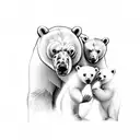 Polar bear with  two cubs tattoo design idea