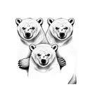 Polar bear with  two cubs tattoo design idea
