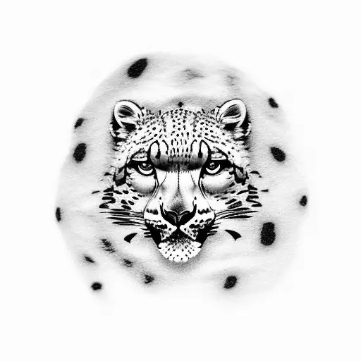 Snow Leopard on rock tattoo design idea
