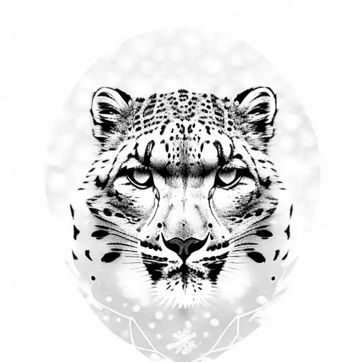 snow leopard on the mountain tattoo design idea