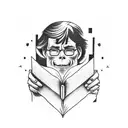 stephen king holding a book  tattoo design idea