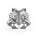 stephen king holding a book  tattoo design idea