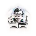 stephen king holding a book  tattoo design idea