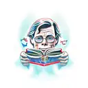 stephen king holding a book  tattoo design idea