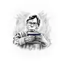 stephen king holding a book  tattoo design idea