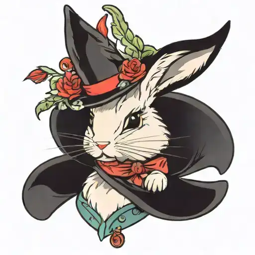 Bunny and magican hat tattoo design idea