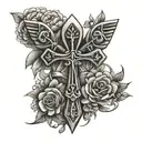 ankh with flowers growing tattoo design idea