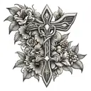 ankh with flowers growing tattoo design idea