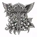 ankh with flowers growing tattoo design idea