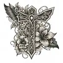 ankh with flowers growing tattoo design idea