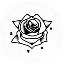 Crowned poker chip with roses background tattoo design idea