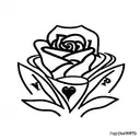Crowned poker chip with roses background tattoo design idea