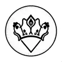 Crowned poker chip with roses background tattoo design idea