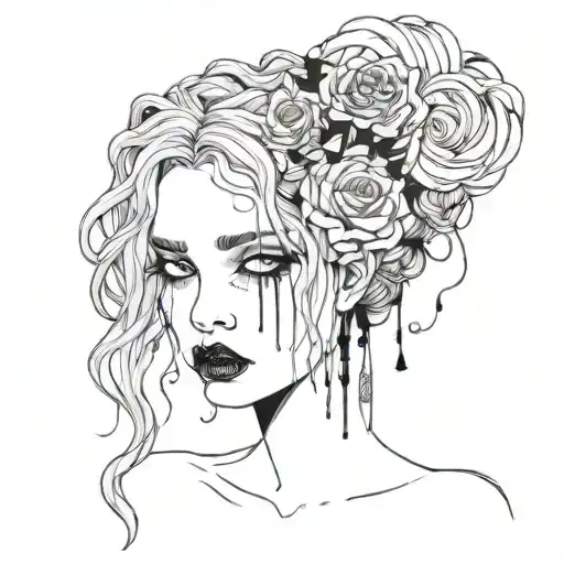 depression, anxiety, goth  tattoo design idea