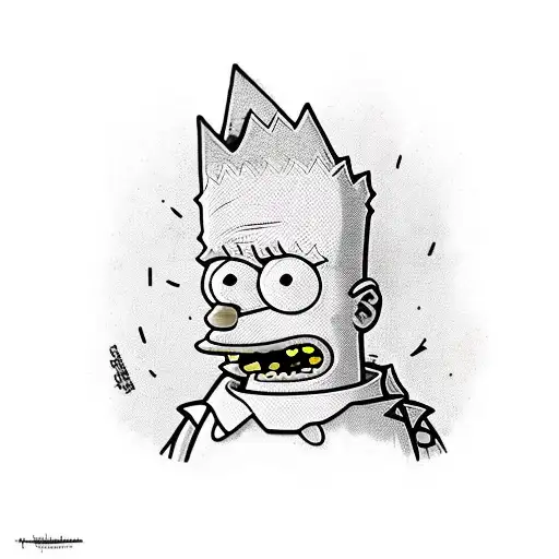 A creative design combining Lisa and Bart Simpson in a playful sibling dynamic tattoo design idea
