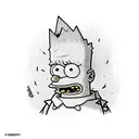 A creative design combining Lisa and Bart Simpson in a playful sibling dynamic tattoo design idea