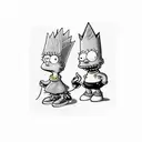 A creative design combining Lisa and Bart Simpson in a playful sibling dynamic tattoo design idea